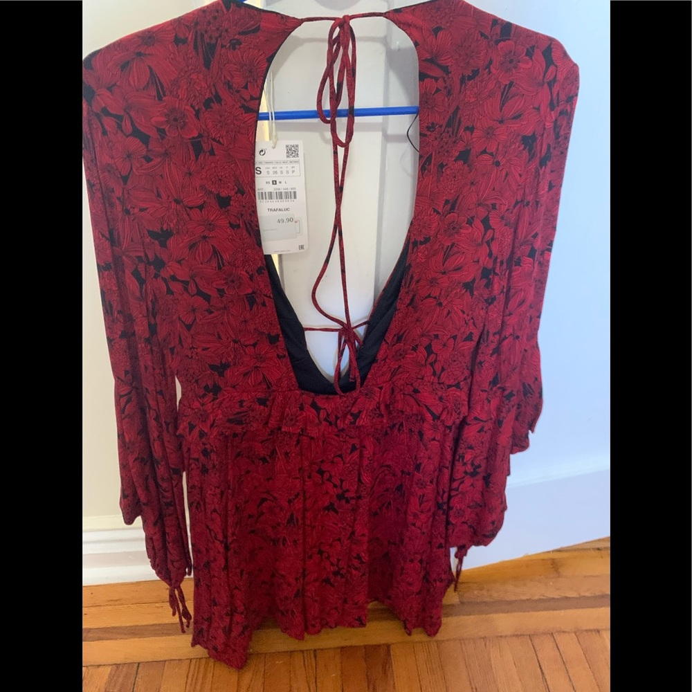 Zara black and red floral dress size small